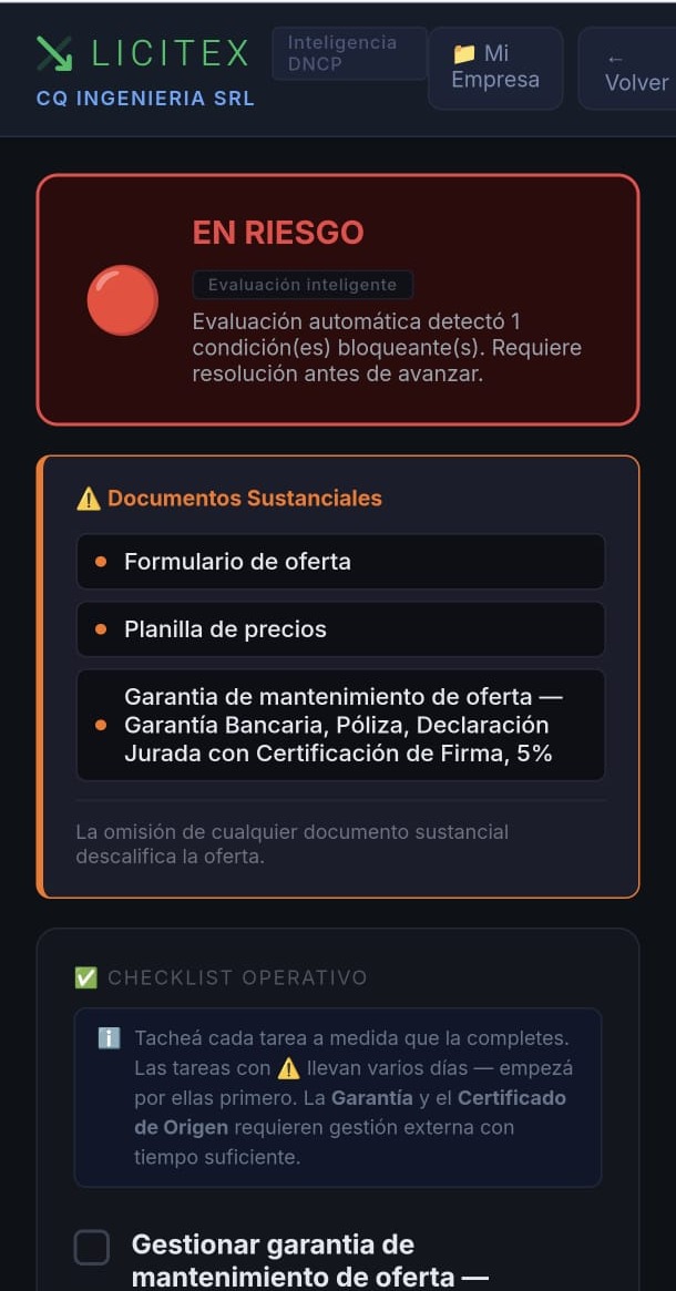 Diagnóstico de riesgo LICITEX